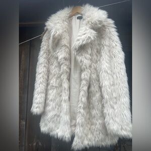 Topshop Off-White Faux Fur Teddy Jacket
